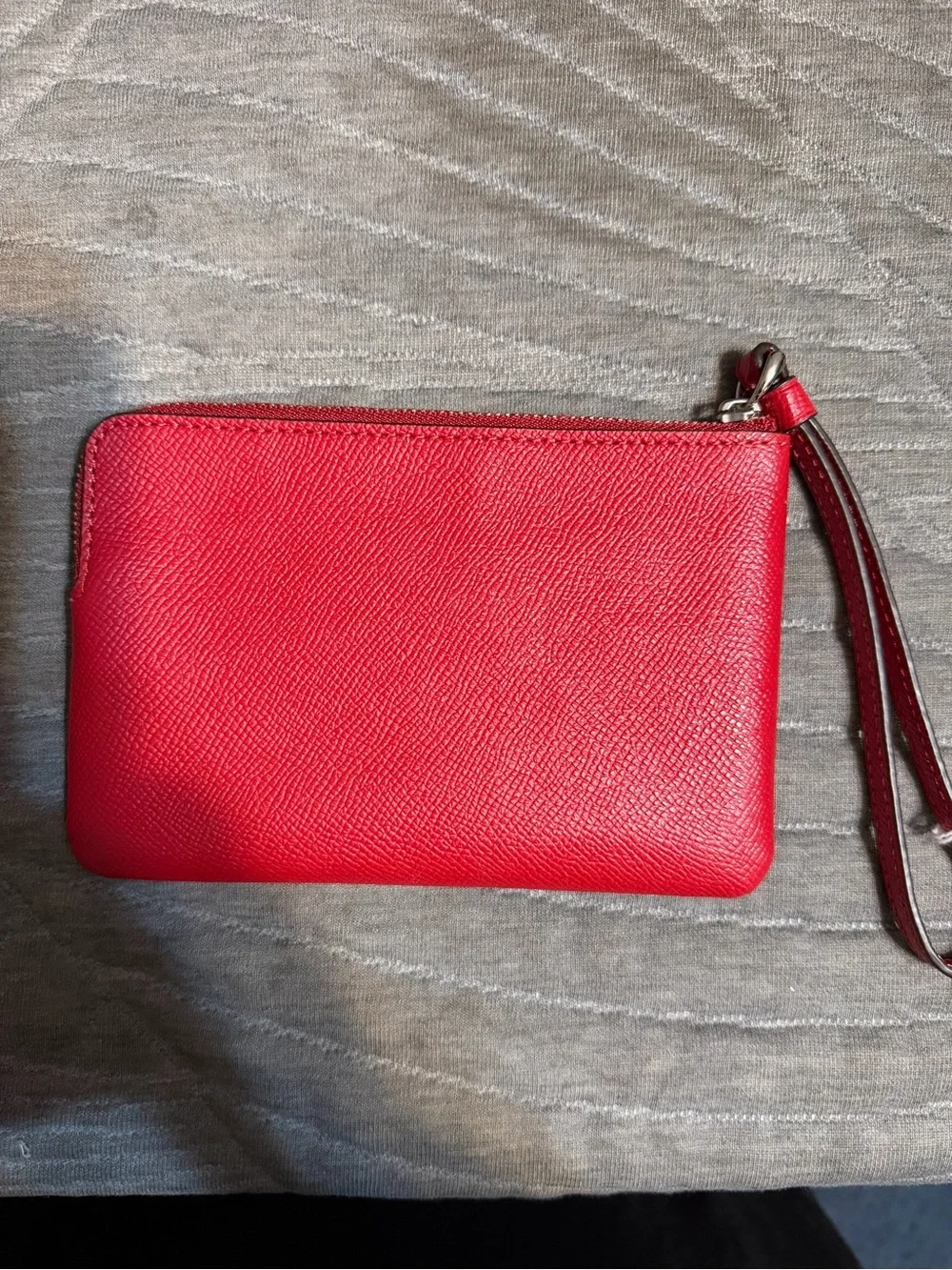 Coach Bright Red Leather Wristlet with Strap
